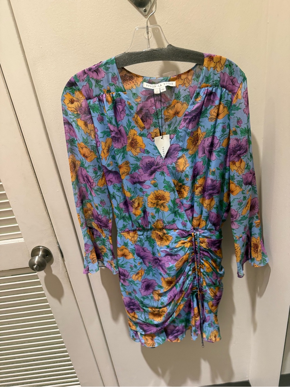Veronica Beard Sean Floral-Print Silk-Chiffon Mini Dress – Size 2 – New